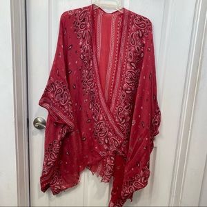 Red bandana print shawl
